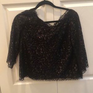 Joie metallic black lace top